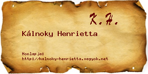 Kálnoky Henrietta névjegykártya
