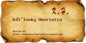 Kálnoky Henrietta névjegykártya